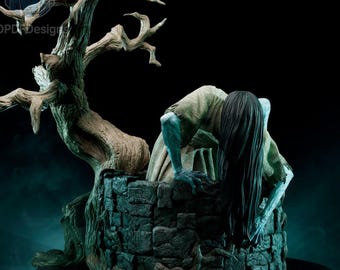 Estátua STL de fã da Samara | Escala 1/6 | Diorama da cena do poço de O Anel | Arquivo para impressão 3D em STL para download imediato