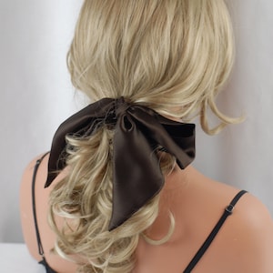 100% Pure Silk Espresso Headband, Size 44&quot; x 2.75&quot;, Mulberry Charmeuse Silk, Hair Tie, Hair Band, Hair Wrap