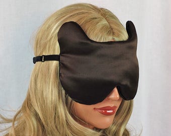 NEW~ Silk Eye Mask Bear Sleep Mask, Color Choice,  Charmeuse, Fully Adjustable, Padded, Light Darkening for Sleep, Travel and Anti-Aging