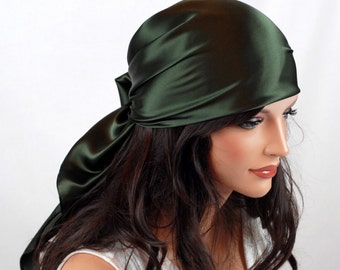 Seide Charmeuse Schal, Schlaf oder Bandana Schal Größen, Pine Maulbeerseide, Haar Wrap, Schals für Haarpflege und Mode