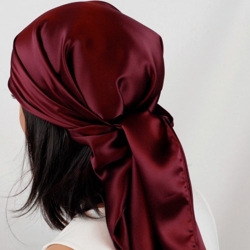 Silk Hair Sleep Scarf or Day Scarf Sizes Smoky Blue Charmeuse Etsy