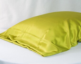 Silk Pillowcase Citron Silk Charmeuse, Hypoallergenic Bedding for Sensitive Skin and Hair Care