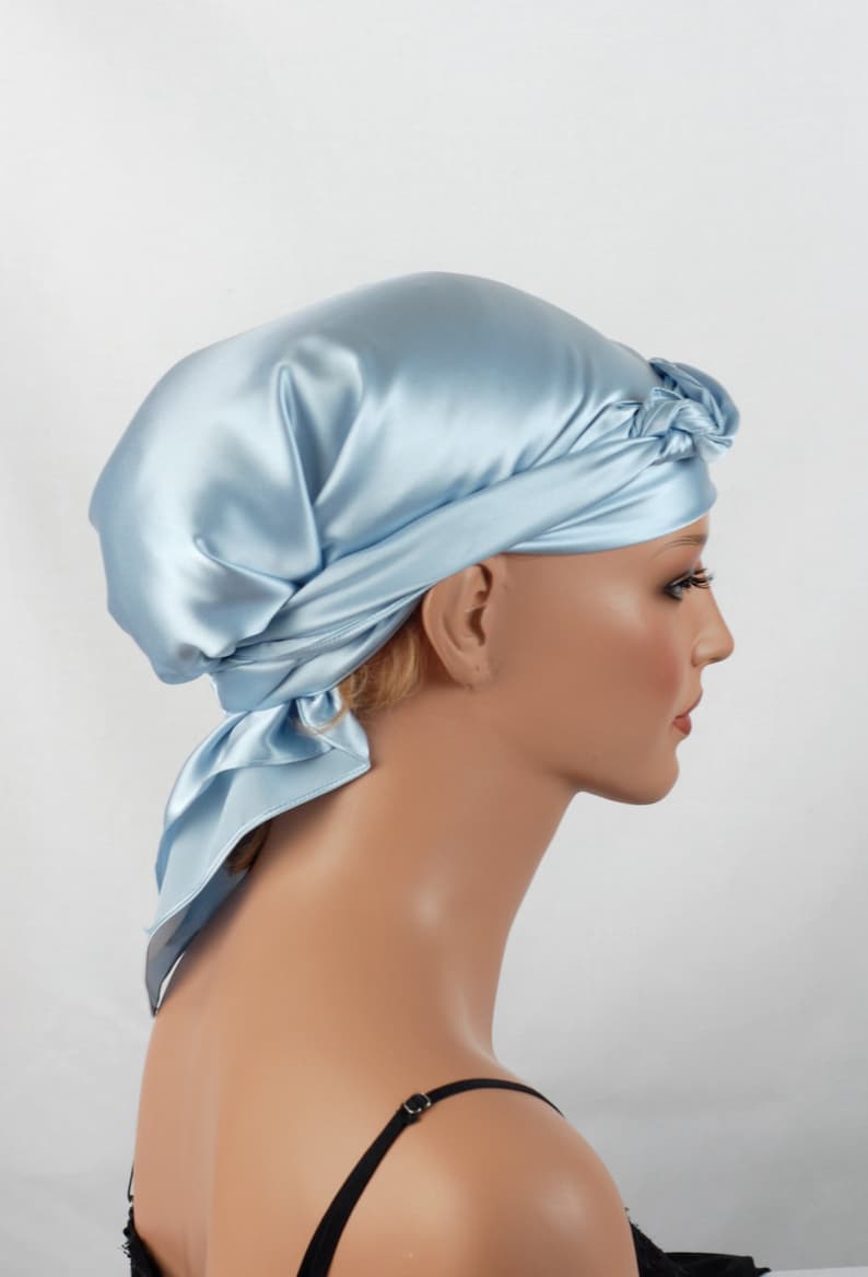 Silk Charmeuse Scarf Sleep or Bandana Scarf Sizes Light Blue Etsy