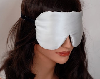 SILK Eye Mask Sleep Mask, Non Dyed Natural Charmeuse, Fully Adjustable, Padded, Light Darkening for Sleep, Travel, Eye Care and Anti-Aging