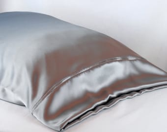 100% PURE Silk Pillowcase, Sterling Charmeuse, Standard or King Size, French Seamed, Hypoallergenic, for Sensitive Skin, and Hair Care