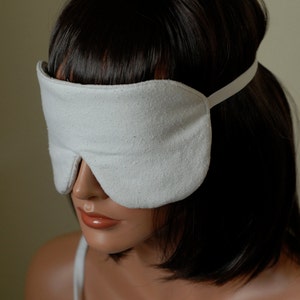 Raw Silk Eye Mask Sleep Mask, Non Dyed, Fully Adjustable, Padded, Light Darkening for Sleep, Anti-Wrinkle/Aging, Travel Eye Mask image 1