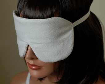 Raw Silk Eye Mask Sleep Mask, Non Dyed, Fully Adjustable, Padded, Light Darkening for Sleep, Anti-Wrinkle/Aging, Travel Eye Mask