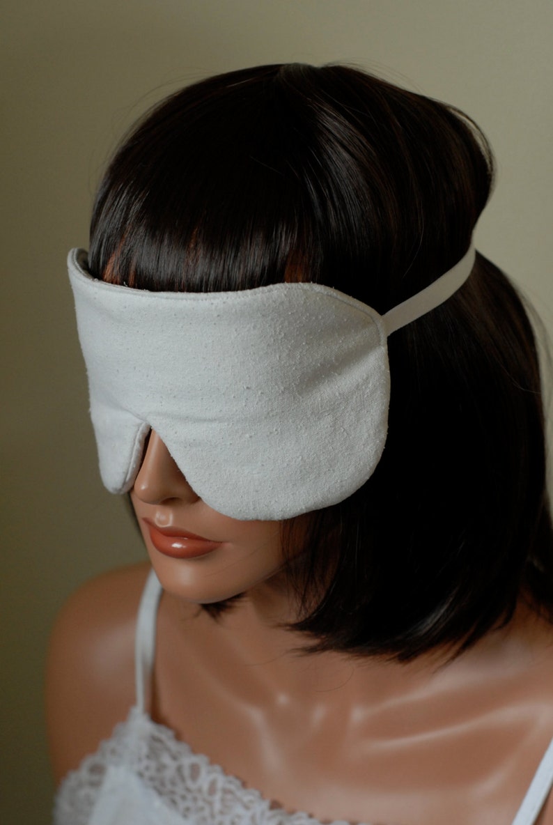Raw Silk Eye Mask Sleep Mask, Non Dyed, Fully Adjustable, Padded, Light Darkening for Sleep, Anti-Wrinkle/Aging, Travel Eye Mask image 1