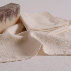 Raw Silk Noil Washcloths, Non-Dyed  Set of 3, Anti-Aging, Hypoallergenic and Antimicrobial for Skin Care