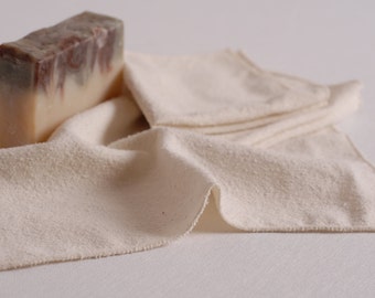 Raw Silk Noil Washcloths, Non-Dyed  Set of 3, Anti-Aging, Hypoallergenic and Antimicrobial for Skin Care