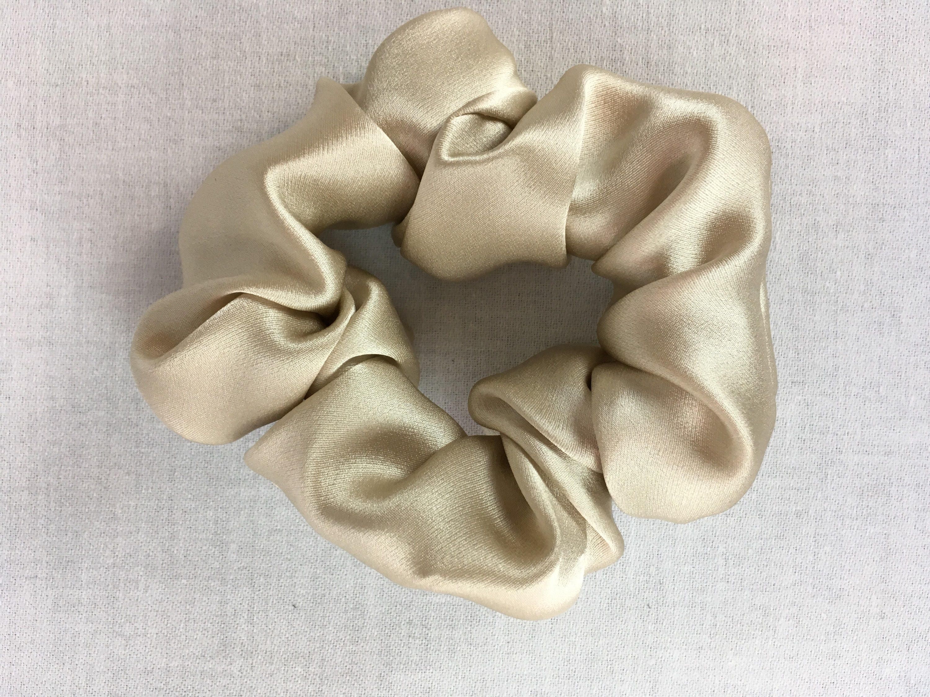Handmade Set Of 2 Large Silk Charmeuse Scrunchies Black Nude