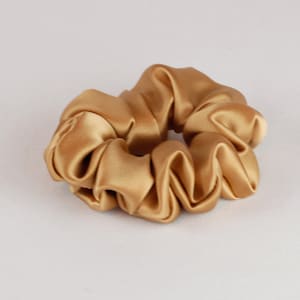 Pure Silk Hair Scrunchie,  Gold Charmeuse, Small, Regular, and Large Sizes