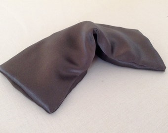 100% Pure Silk Eye Pillow, Pewter Charmeuse Silk  Removable Cover, Hypoallergenic, For Sensitive Eyes