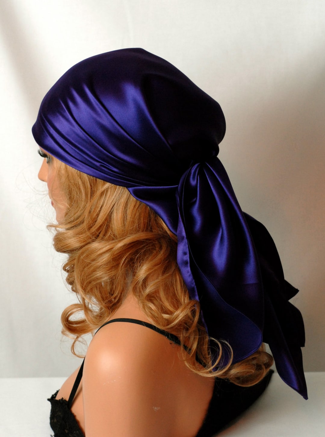 Silk Scarf, Hair Scarf for Day or Sleep, Head Covering, Pure Charmeuse, Deep Purple Silk Scarf
