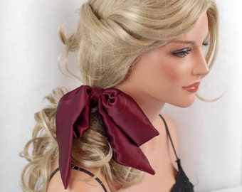 100% reine Seide Wein Stirnband, Größe 44 "x 2,75", Maulbeerseide Charmeuse Seide, Haargummi, Haarband, Haarwickel