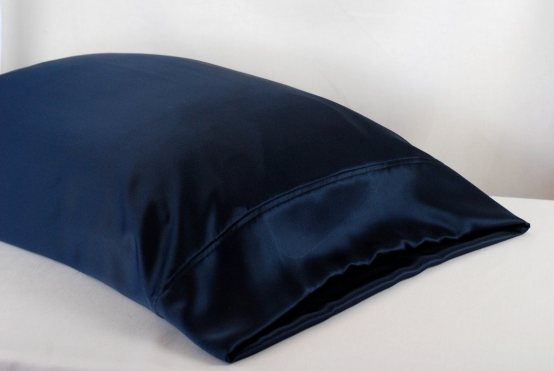 SILK Pillowcase Navy Blue Standard or King Available French Etsy