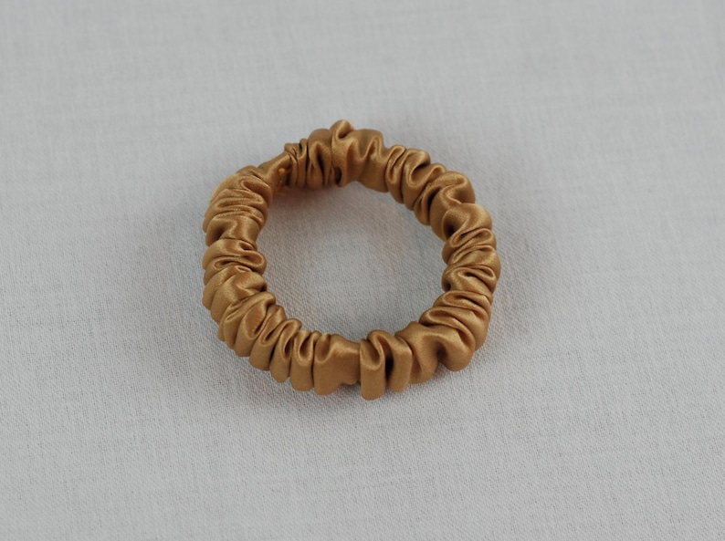 Silk Skinny Scrunchie Gold Charmeuse Thin Hair Tie Hair Etsy