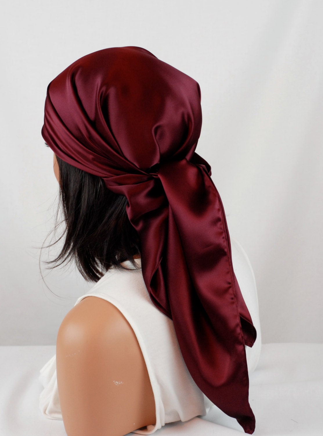 Silk Scarf, Sleep or Bandana Scarf Sizes, Wine Mulberry Silk