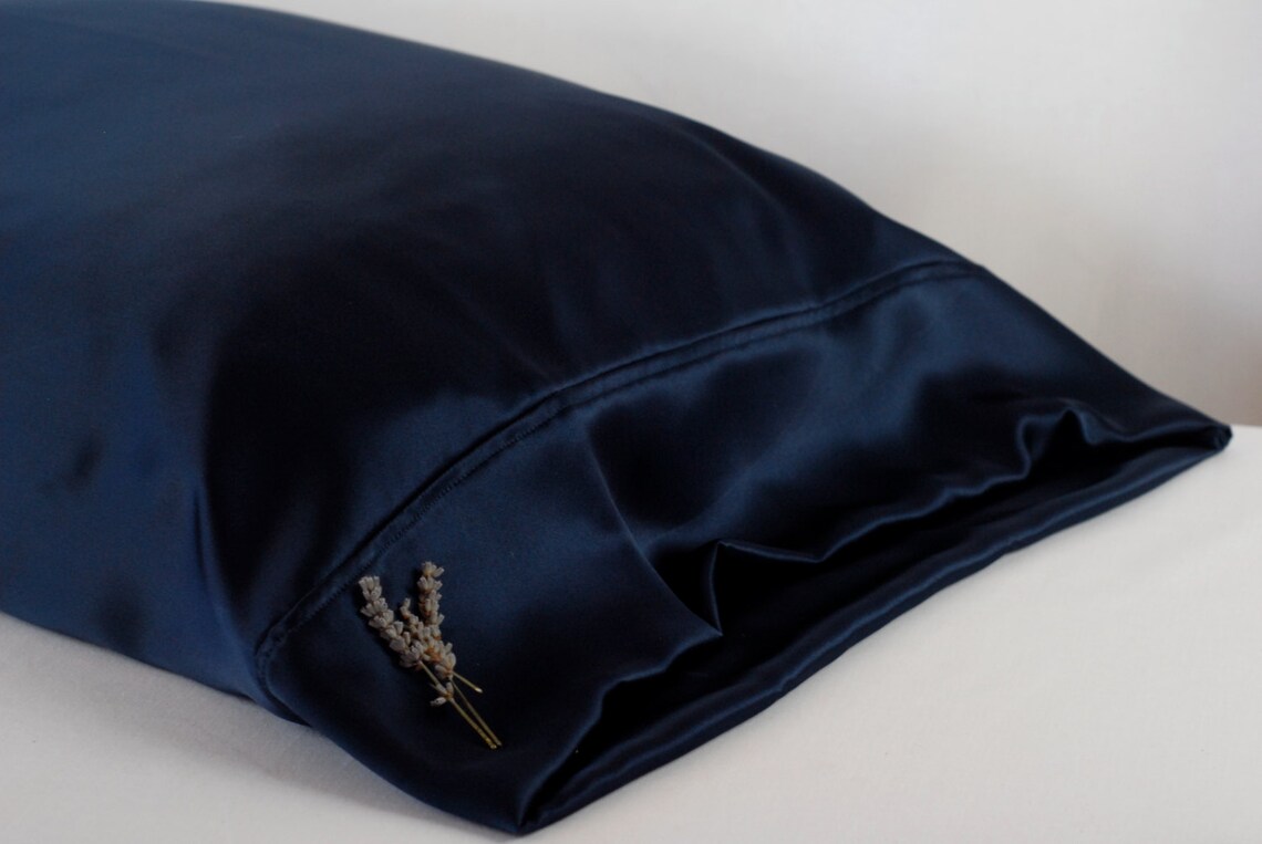 SILK Pillowcase Navy Blue Standard or King Available French Etsy