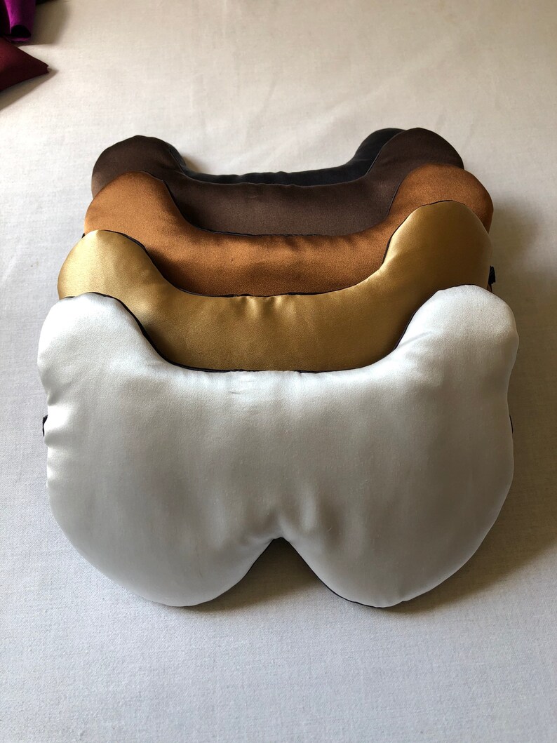 NEW~ Silk Eye Mask Bear Sleep Mask, Color Choice, Charmeuse, Fully Adjustable, Padded, Light Darkening for Sleep, Travel and Anti-Aging image 2
