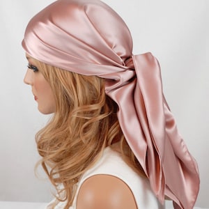 Silk Charmeuse Scarf, Sleep or Bandana Scarf Sizes, Wild Rose Mulberry Silk, Hair Wrap, Scarves for Hair Care and Fashion