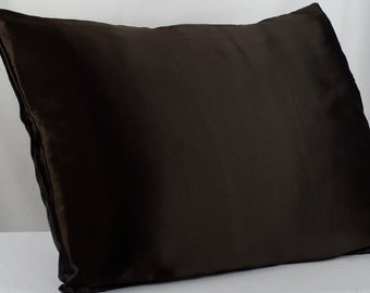 Silk Pillowcase Envelope Closure Soft Espresso Mulberry Silk Charmeuse Standard & King Size, Bedding for Sensitive Skin and Hair Care