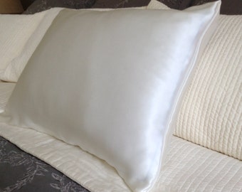 Silk Pillowcase Envelope Closure Soft White No Dye Mulberry Silk Charmeuse Standard & King Size, Bedding for Sensitive Skin and Hair Care