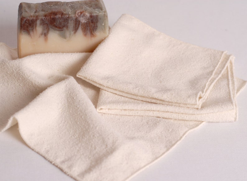 Raw Silk Noil Washcloths, Non-Dyed Set of 3, Anti-Aging, Hypoallergenic and Antimicrobial for Skin Care image 2