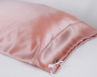 100% Silk Pillowcase, Wild Rose Charmeuse, Hypoallergenic Bedding for Sensitive Skin and Hair Care