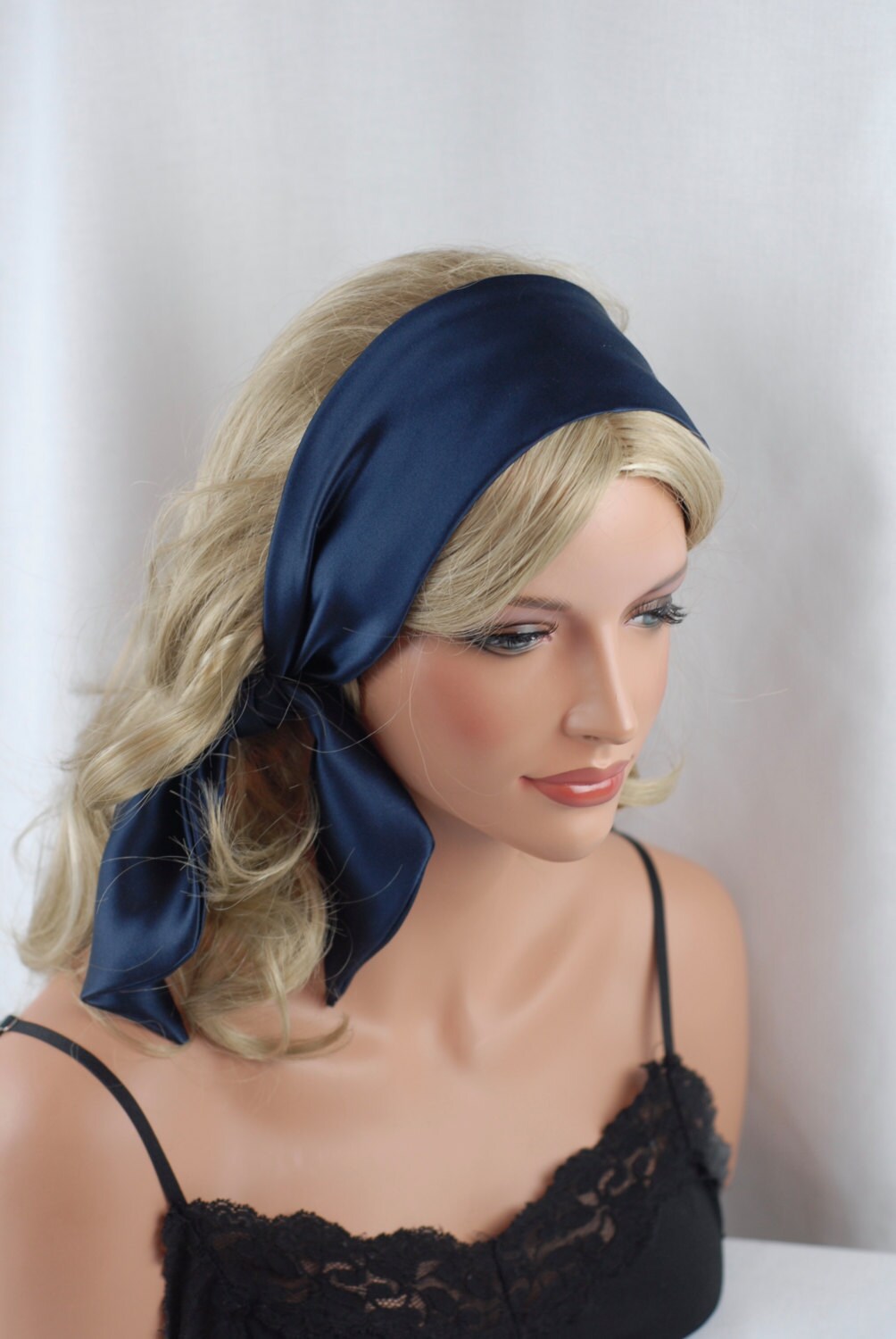 100 Pure Silk Navy Blue Headband Size 44 x 2.75 Etsy