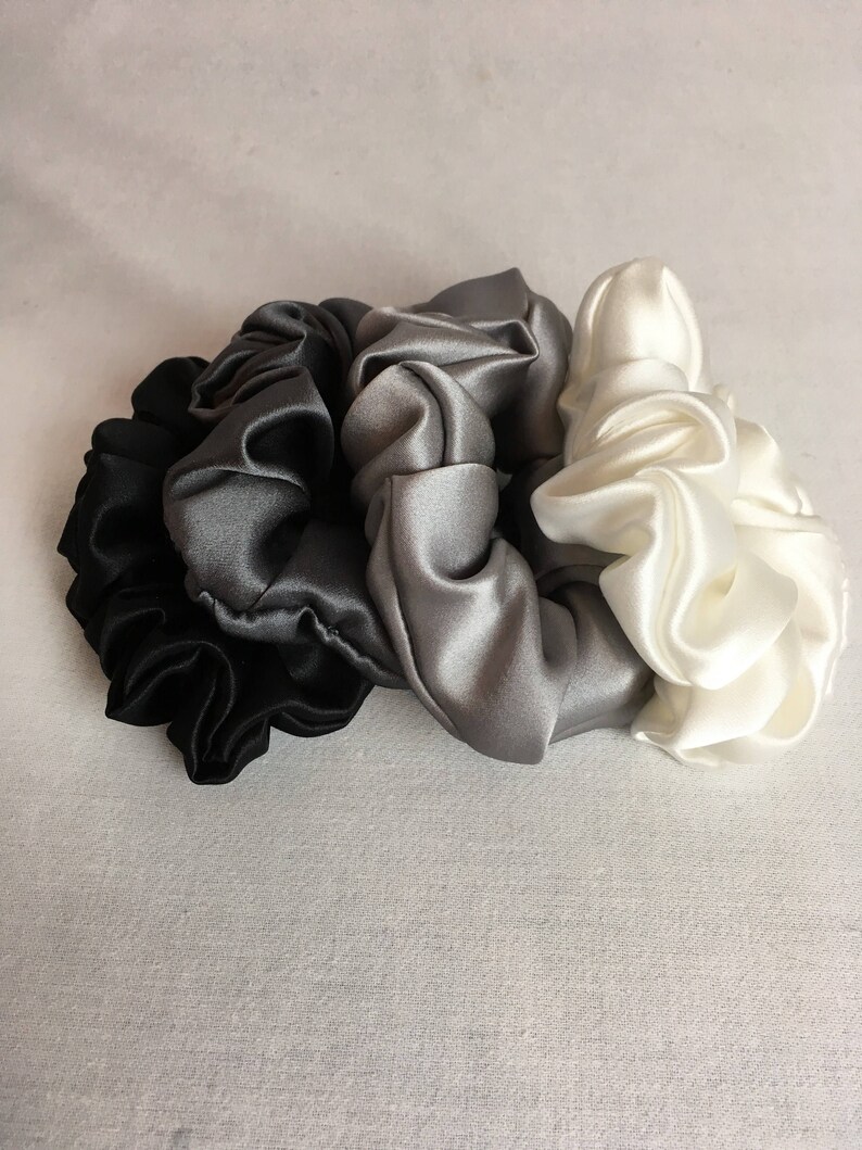 Pure Silk Hair Scrunchies Set of 4 Gray Tones 19mm Silk Etsy India