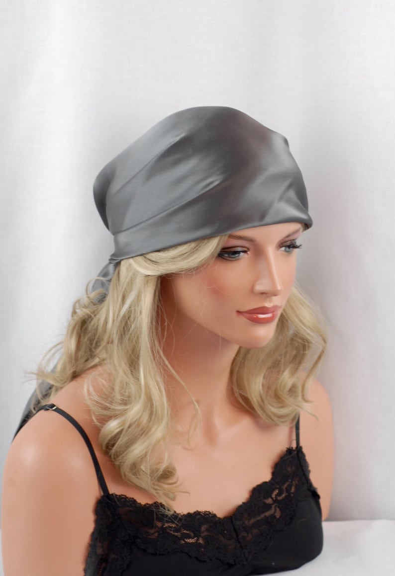 Silk Charmeuse Scarf Sleep or Bandana Scarf Sizes Pewter Etsy