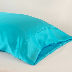 100% Silk Pillowcase Teal Standard or King Size, Charmeuse Silk, Hypoallergenic Bed Linen for Sensitive Skin and Hair Care