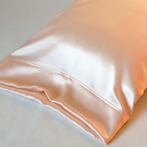 100% PURE Silk Pillowcase, Light Pink Charmeuse, Standard or King Size, French Seamed, Hypoallergenic, for Sensitive Skin, and Hair Care image 4