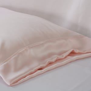 100% PURE Silk Pillowcase, Light Pink Charmeuse, Standard or King Size, French Seamed, Hypoallergenic, for Sensitive Skin, and Hair Care image 2