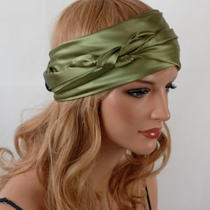 Silk Charmeuse Scarf, Moss Colored, Sleep or Bandana Scarf Sizes, 100% Pure Mulberry Silk, Hair Wrap, Scarves for Hair Care and Fashion