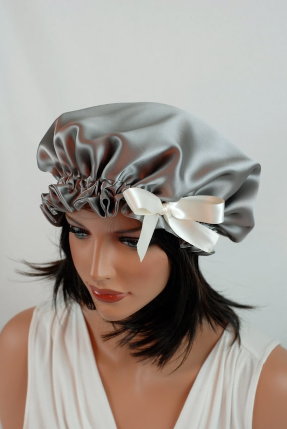 100% Pure Silk Sleep Bonnet, Abalone Charmeuse, Fully Adjustable,  Reversible Sleep Cap for Natural Hair Care 
