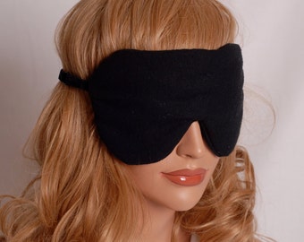 RAW SILK Eye Mask Sleep Mask, Black, Fully Adjustable, Padded and Light Darkening for Sleep, Anti-Wrinkle/Aging, Stimulates Circulation