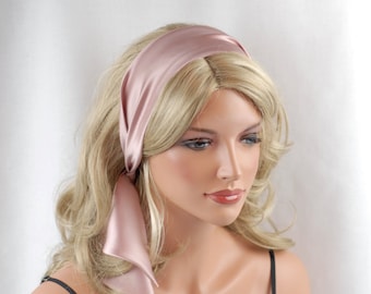 100% Reine Seide Wild Rose Stirnband, Größe 44 "x 2,75", Maulbeerseide Charmeuse Seide, Haargummi, Haarband, Haarwickel