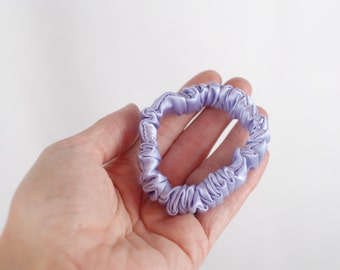 Silk Skinny Scrunchy, Lilac Charmeuse Scrunchie, Thin Hair Tie, Hair Band, Small, Regular, and Large Sizes