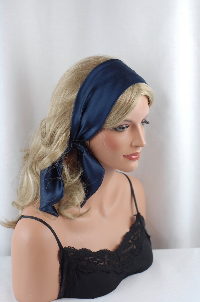 100 Pure Silk Navy Blue Headband Size 44 x 2.75 Etsy