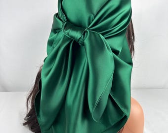 Seide Charmeuse Schal, Schlaf oder Bandana Größen, Smaragd, reine Maulbeerseide, Haar Wrap, Schals für Haarpflege und Mode