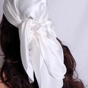 Silk Charmeuse Scarf, Sleep or Bandana Scarf Sizes, Soft White Mulberry Silk, Hair Wrap, Scarves for Hair Care and Fashion
