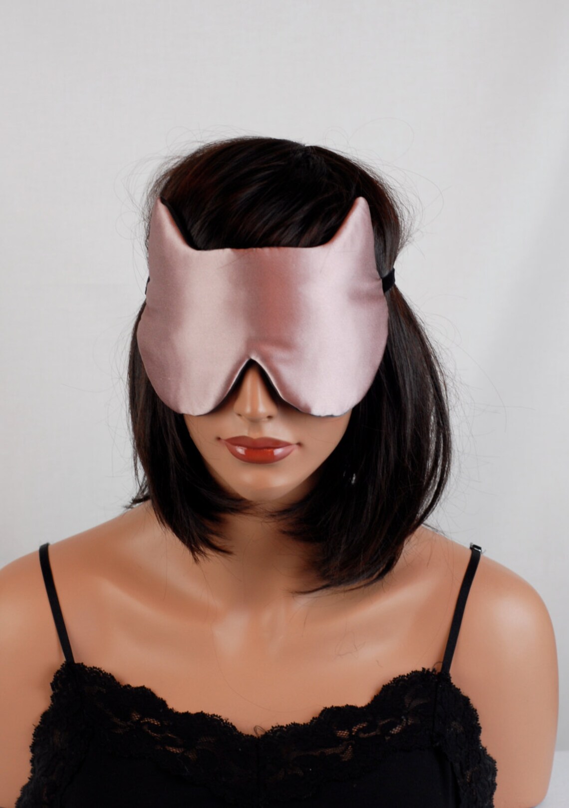 SILK Eye Mask Sleep Mask Wild Rose and Pewter Charmeuse Cat Etsy