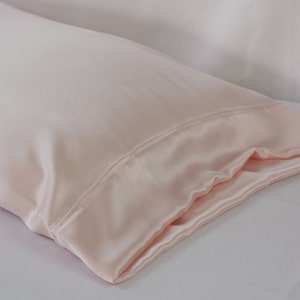 100% PURE Silk Pillowcase, Light Pink Charmeuse, Standard or King Size, French Seamed, Hypoallergenic, for Sensitive Skin, and Hair Care image 5