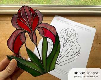 PATTERN - Iris in Bloom Beginner Stained Glass Pattern - Digital Download: Hobby License