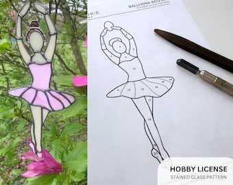 PATTERN - Ballerina Releve Stained Glass Pattern - Digital Download: Hobby License