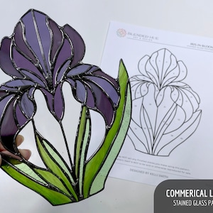 PATTERN - Iris in Bloom Stained Glass Panel Pattern - Digital Download: Commerical License