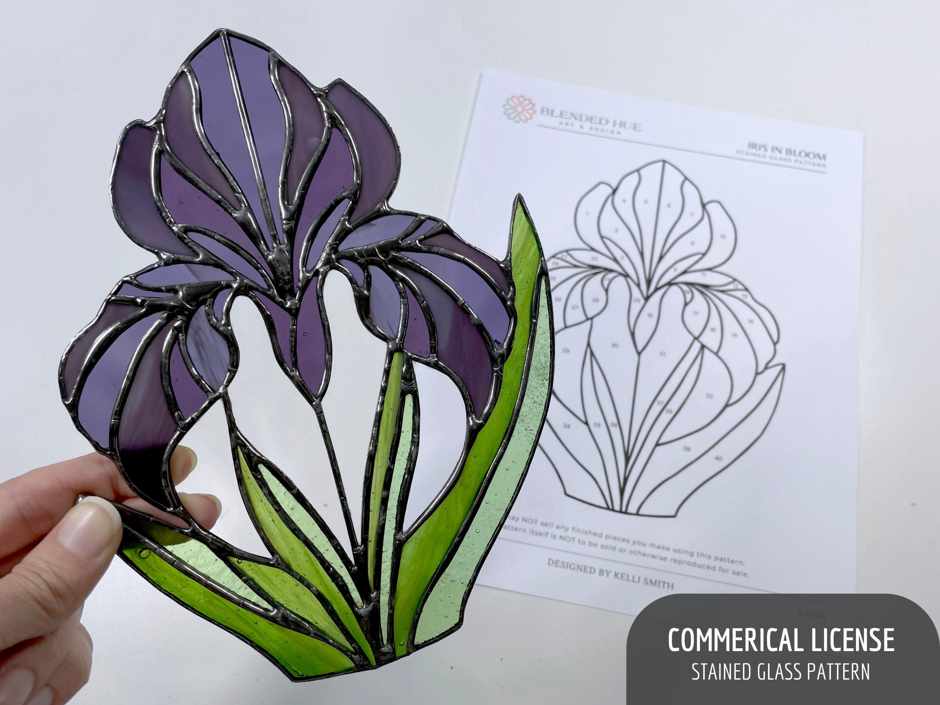 PATTERN - Iris in Bloom Stained Glass Pattern - Digital Download ...