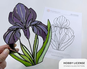 PATTERN - Iris in Bloom Stained Glass Pattern - Digital Download: Hobby License
